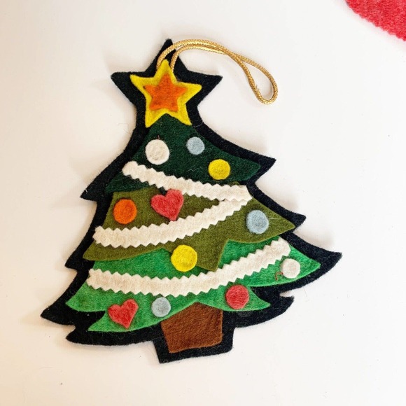 Vintage Felt Christmas Ornament Lot of 4 Gumball Machine Santa Tree Snowman E5 - Picture 5 of 7